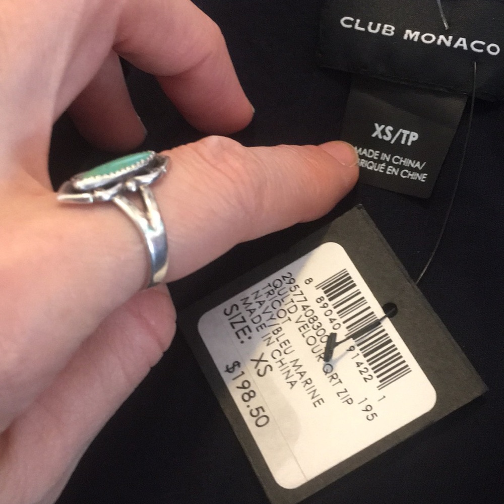 NWT Club Monaco Navy velour quarter zip sweatshirt - Picture 4 of 7